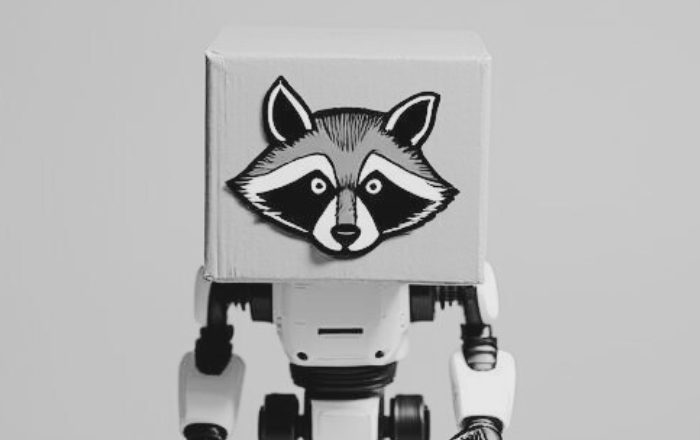 タヌキの置物が口を隠すイメージ｜AIの言葉の限界とAIと人の役割分担（AIは処理、人は判断）を表した画像